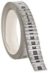 Made in USA - 48 Ft. Long x 1 Inch Wide, 1/16 Inch Graduation, Silver, Mylar Adhesive Tape Measure - Reads Right to Left, Horizontal Scale - Industrial Tool & Supply