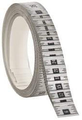 Made in USA - 48 Ft. Long x 1 Inch Wide, 1/16 Inch Graduation, Silver, Mylar Adhesive Tape Measure - Reads Right to Left, Horizontal Scale - Industrial Tool & Supply