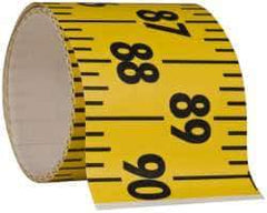 Made in USA - 7.5 Ft. Long x 3 Inch Wide, 1/4 Inch Graduation, Yellow, Mylar Adhesive Tape Measure - Reads Left to Right, Horizontal Scale - Industrial Tool & Supply