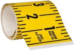 Made in USA - 7.5 Ft. Long x 3 Inch Wide, 1/4 Inch Graduation, Yellow, Mylar Adhesive Tape Measure - Reads Right to Left, Horizontal Scale - Industrial Tool & Supply