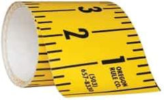 Made in USA - 15 Ft. Long x 3 Inch Wide, 1/4 Inch Graduation, Yellow, Mylar Adhesive Tape Measure - Reads Right to Left, Horizontal Scale - Industrial Tool & Supply