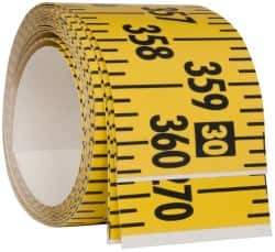 Made in USA - 30 Ft. Long x 3 Inch Wide, 1/4 Inch Graduation, Yellow, Mylar Adhesive Tape Measure - Reads Left to Right, Horizontal Scale - Industrial Tool & Supply