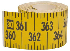 Made in USA - 60 Ft. Long x 3 Inch Wide, 1/4 Inch Graduation, Yellow, Mylar Adhesive Tape Measure - Reads Left to Right, Horizontal Scale - Industrial Tool & Supply