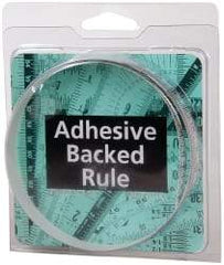 Made in USA - 1 m Long x 1/2 Inch Wide, 1/16 Inch Graduation, White, Mylar Adhesive Tape Measure - Reads Left to Right, Horizontal Scale - Industrial Tool & Supply