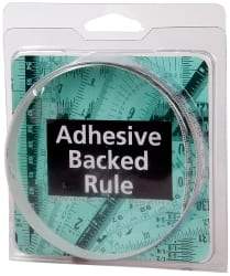 Made in USA - 2 m Long x 1/2 Inch Wide, 1/16 Inch Graduation, White, Mylar Adhesive Tape Measure - Reads Left to Right, Horizontal Scale - Industrial Tool & Supply