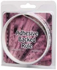 Made in USA - 2 m Long x 1/2 Inch Wide, 1/16 Inch Graduation, White, Mylar Adhesive Tape Measure - Reads Right to Left, Horizontal Scale - Industrial Tool & Supply