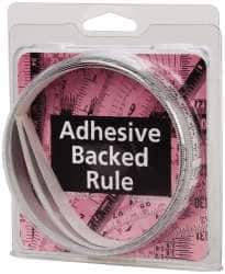 Made in USA - 3 m Long x 1/2 Inch Wide, 1/16 Inch Graduation, White, Mylar Adhesive Tape Measure - Reads Right to Left, Horizontal Scale - Industrial Tool & Supply