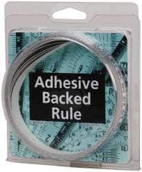 Made in USA - 4 m Long x 1/2 Inch Wide, 1/16 Inch Graduation, White, Mylar Adhesive Tape Measure - Reads Right to Left, Horizontal Scale - Industrial Tool & Supply
