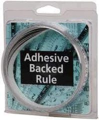 Made in USA - 4 m Long x 1/2 Inch Wide, 1/16 Inch Graduation, White, Mylar Adhesive Tape Measure - Reads Right to Left, Horizontal Scale - Industrial Tool & Supply