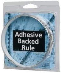 Made in USA - 3 Ft. Long x 1/2 Inch Wide, 1/16 Inch Graduation, Clear, Mylar Adhesive Tape Measure - Reads Bottom to Top, Vertical Rules - Industrial Tool & Supply