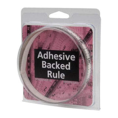 Made in USA - 3 Ft. Long x 1/2 Inch Wide, 1/16 Inch Graduation, Clear, Mylar Adhesive Tape Measure - Reads Top to Bottom, Vertical Rules - Industrial Tool & Supply
