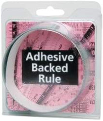 Made in USA - 3 Ft. Long x 1-1/4 Inch Wide, 1/16 Inch Graduation, Silver, Mylar Adhesive Tape Measure - Reads Top to Bottom, Vertical Rules - Industrial Tool & Supply