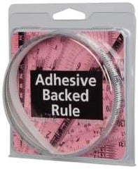 Made in USA - 6 Ft. Long x 1/2 Inch Wide, 1/16 Inch Graduation, Clear, Mylar Adhesive Tape Measure - Reads Bottom to Top, Vertical Rules - Industrial Tool & Supply