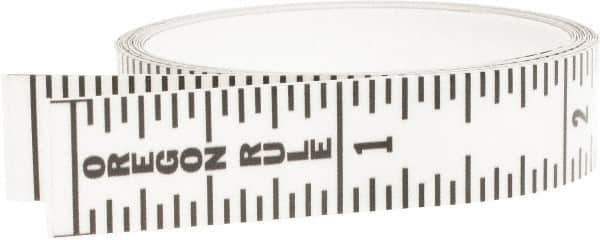 Made in USA - 6 Ft. Long x 1/2 Inch Wide, 1/16 Inch Graduation, Clear, Mylar Adhesive Tape Measure - Reads Top to Bottom, Vertical Rules - Industrial Tool & Supply