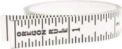 Made in USA - 6 Ft. Long x 1/2 Inch Wide, 1/16 Inch Graduation, Clear, Mylar Adhesive Tape Measure - Reads Top to Bottom, Vertical Rules - Industrial Tool & Supply