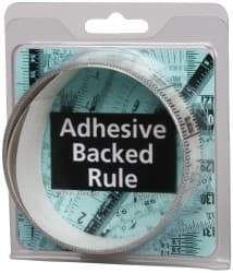 Made in USA - 6 Ft. Long x 1-1/4 Inch Wide, 1/16 Inch Graduation, Clear, Mylar Adhesive Tape Measure - Reads Bottom to Top, Vertical Rules - Industrial Tool & Supply