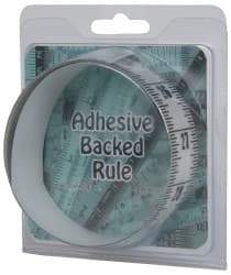 Made in USA - 6 Ft. Long x 1-1/4 Inch Wide, 1/16 Inch Graduation, Clear, Mylar Adhesive Tape Measure - Reads Top to Bottom, Vertical Rules - Industrial Tool & Supply