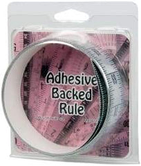 Made in USA - 6 Ft. Long x 1-1/4 Inch Wide, 1/16 Inch Graduation, Silver, Mylar Adhesive Tape Measure - Reads Bottom to Top, Vertical Rules - Industrial Tool & Supply