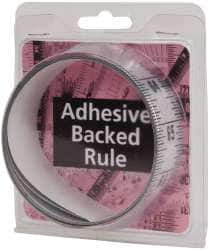 Made in USA - 6 Ft. Long x 1-1/4 Inch Wide, 1/16 Inch Graduation, Silver, Mylar Adhesive Tape Measure - Reads Top to Bottom, Vertical Rules - Industrial Tool & Supply
