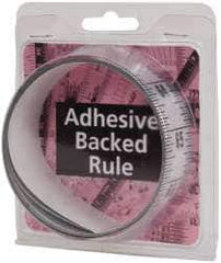 Made in USA - 6 Ft. Long x 1-1/4 Inch Wide, 1/16 Inch Graduation, Silver, Mylar Adhesive Tape Measure - Reads Top to Bottom, Vertical Rules - Industrial Tool & Supply