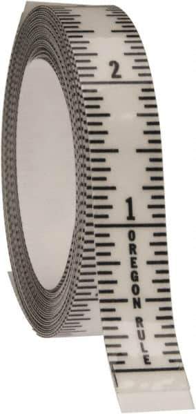 Made in USA - 9 Ft. Long x 1/2 Inch Wide, 1/16 Inch Graduation, Clear, Mylar Adhesive Tape Measure - Reads Bottom to Top, Vertical Rules - Industrial Tool & Supply