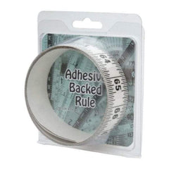 Made in USA - 9 Ft. Long x 1-1/4 Inch Wide, 1/16 Inch Graduation, Clear, Mylar Adhesive Tape Measure - Reads Bottom to Top, Vertical Rules - Industrial Tool & Supply