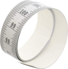 Made in USA - 9 Ft. Long x 1-1/4 Inch Wide, 1/16 Inch Graduation, Silver, Mylar Adhesive Tape Measure - Reads Bottom to Top, Vertical Rules - Industrial Tool & Supply