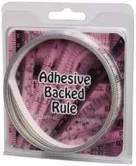 Made in USA - 12 Ft. Long x 1/2 Inch Wide, 1/16 Inch Graduation, Clear, Mylar Adhesive Tape Measure - Reads Top to Bottom, Vertical Rules - Industrial Tool & Supply