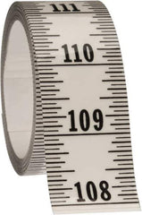 Made in USA - 12 Ft. Long x 1-1/4 Inch Wide, 1/16 Inch Graduation, Clear, Mylar Adhesive Tape Measure - Reads Bottom to Top, Vertical Rules - Industrial Tool & Supply