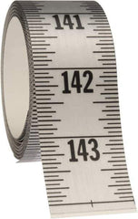 Made in USA - 12 Ft. Long x 1-1/4 Inch Wide, 1/16 Inch Graduation, Silver, Mylar Adhesive Tape Measure - Reads Top to Bottom, Vertical Rules - Industrial Tool & Supply