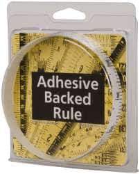 Made in USA - 3 Ft. Long x 1/2 Inch Wide, 1/10 Inch Graduation, White, Mylar Adhesive Tape Measure - Reads Bottom to Top, Vertical Rules - Industrial Tool & Supply
