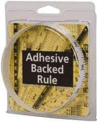 Made in USA - 3 Ft. Long x 1/2 Inch Wide, 1/10 Inch Graduation, White, Mylar Adhesive Tape Measure - Reads Bottom to Top, Vertical Rules - Industrial Tool & Supply