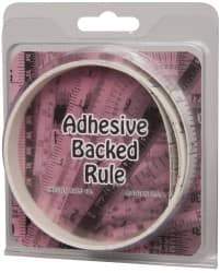 Made in USA - 6 Ft. Long x 1/2 Inch Wide, 1/10 Inch Graduation, White, Mylar Adhesive Tape Measure - Reads Bottom to Top, Vertical Rules - Industrial Tool & Supply