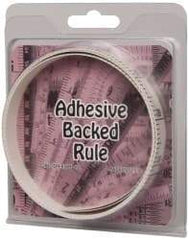 Made in USA - 6 Ft. Long x 1/2 Inch Wide, 1/10 Inch Graduation, White, Mylar Adhesive Tape Measure - Reads Top to Bottom, Vertical Rules - Industrial Tool & Supply