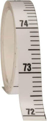 Made in USA - 9 Ft. Long x 1/2 Inch Wide, 1/10 Inch Graduation, White, Mylar Adhesive Tape Measure - Reads Bottom to Top, Vertical Rules - Industrial Tool & Supply