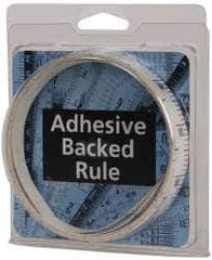 Made in USA - 9 Ft. Long x 1/2 Inch Wide, 1/10 Inch Graduation, White, Mylar Adhesive Tape Measure - Reads Top to Bottom, Vertical Rules - Industrial Tool & Supply