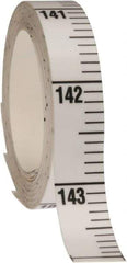 Made in USA - 12 Ft. Long x 1/2 Inch Wide, 1/10 Inch Graduation, White, Mylar Adhesive Tape Measure - Reads Top to Bottom, Vertical Rules - Industrial Tool & Supply
