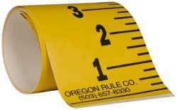 Made in USA - 4 Ft. Long x 3 Inch Wide, 1/4 Inch Graduation, Yellow, Mylar Adhesive Tape Measure - Reads Bottom to Top, Vertical Rules - Industrial Tool & Supply
