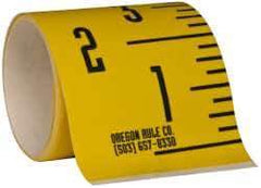 Made in USA - 6 Ft. Long x 3 Inch Wide, 1/4 Inch Graduation, Yellow, Mylar Adhesive Tape Measure - Reads Bottom to Top, Vertical Rules - Industrial Tool & Supply