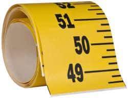 Made in USA - 8 Ft. Long x 3 Inch Wide, 1/4 Inch Graduation, Yellow, Mylar Adhesive Tape Measure - Reads Bottom to Top, Vertical Rules - Industrial Tool & Supply