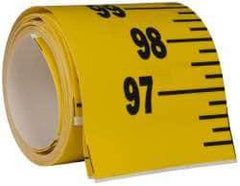 Made in USA - 12 Ft. Long x 3 Inch Wide, 1/4 Inch Graduation, Yellow, Mylar Adhesive Tape Measure - Reads Bottom to Top, Vertical Rules - Industrial Tool & Supply