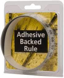 Made in USA - 3 Ft. Long x 1 Inch Wide, 1/8 Inch Graduation, Silver, Mylar Adhesive Tape Measure - Reads Left to Right, Horizontal-Half Scale - Industrial Tool & Supply