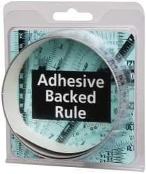Made in USA - 3 Ft. Long x 1 Inch Wide, 1/8 Inch Graduation, Silver, Mylar Adhesive Tape Measure - Reads Right to Left, Horizontal-Half Scale - Industrial Tool & Supply