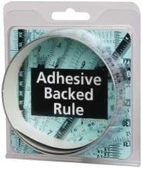 Made in USA - 3 Ft. Long x 1 Inch Wide, 1/8 Inch Graduation, Silver, Mylar Adhesive Tape Measure - Reads Right to Left, Horizontal-Half Scale - Industrial Tool & Supply