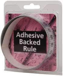 Made in USA - 3 Ft. Long x 1 Inch Wide, 1/8 Inch Graduation, Silver, Mylar Adhesive Tape Measure - Reads Bottom to Top, Vertical-Half Scale - Industrial Tool & Supply