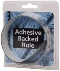 Made in USA - 3 Ft. Long x 1 Inch Wide, 1/8 Inch Graduation, Silver, Mylar Adhesive Tape Measure - Reads Right to Left, Vertical-Half Scale - Industrial Tool & Supply