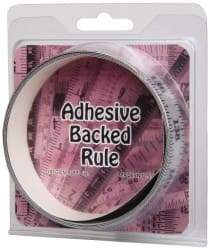 Made in USA - 6 Ft. Long x 1 Inch Wide, 1/8 Inch Graduation, Silver, Mylar Adhesive Tape Measure - Reads Left to Right, Horizontal-Half Scale - Industrial Tool & Supply