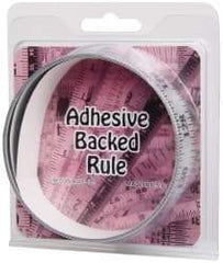 Made in USA - 6 Ft. Long x 1 Inch Wide, 1/8 Inch Graduation, Silver, Mylar Adhesive Tape Measure - Reads Right to Left, Horizontal-Half Scale - Industrial Tool & Supply