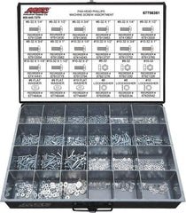 Value Collection - 1,200 Piece, #6-32 to #10-32, Steel Machine Screw Assortment - Pan Head, Phillips Drive, 1/4 to 2" Long, Grade 2 - Industrial Tool & Supply