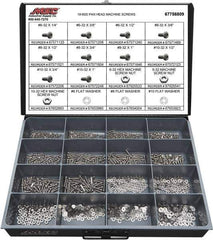 Value Collection - 1,400 Piece, #6-32 to #10-32, Stainless Steel Machine Screw Assortment - Pan Head, Phillips Drive, 1/4 to 1" Long, Grade 18-8 - Industrial Tool & Supply